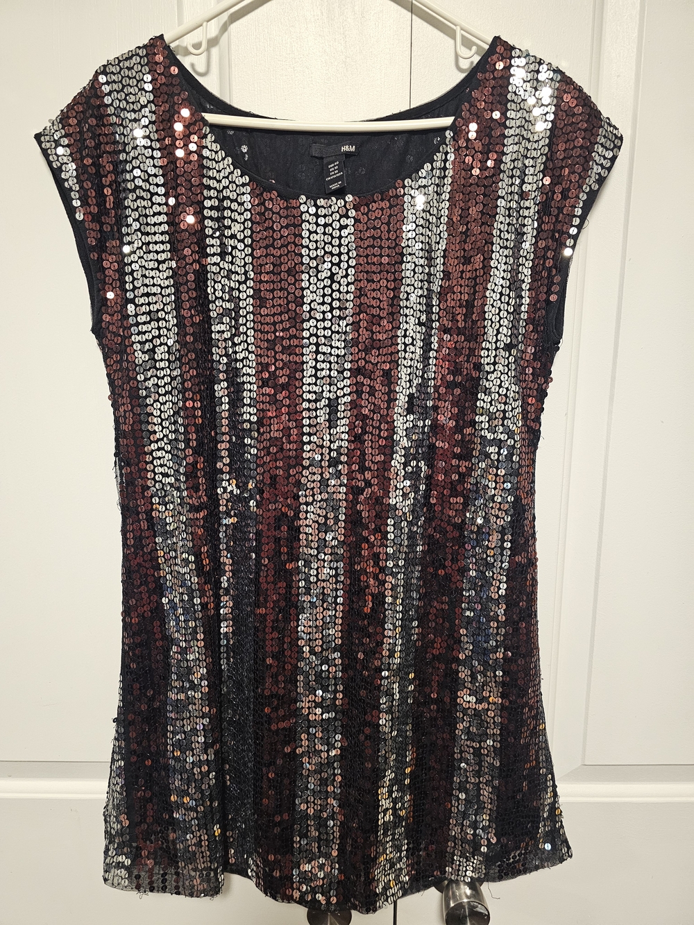H&M Sequin Mini Dress in Black & Burgundy